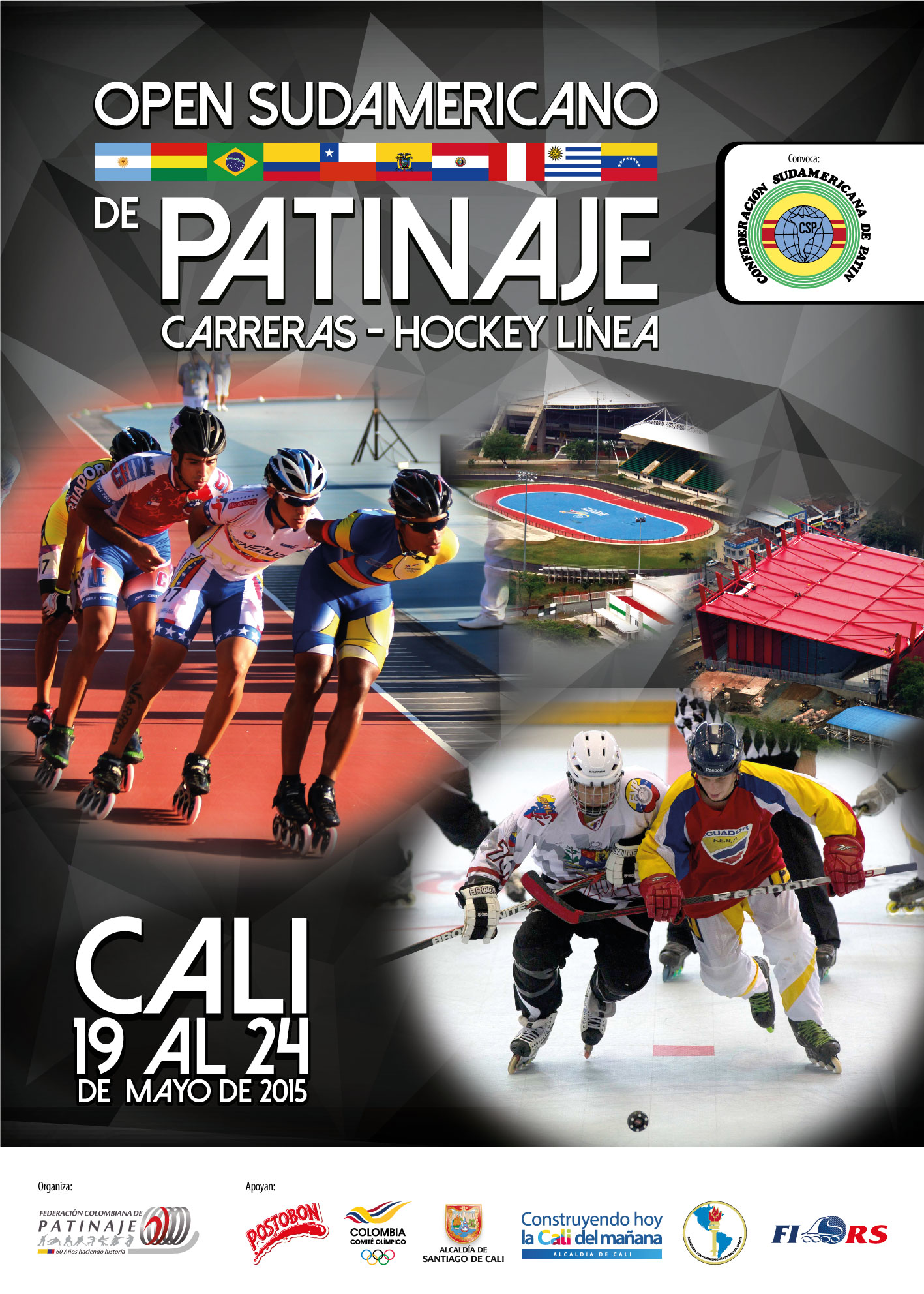 AFICHE OPEN SUDAMERICANO DE PATINAJE 2015 - CARRERAS Y HOCKEY LÍNEA